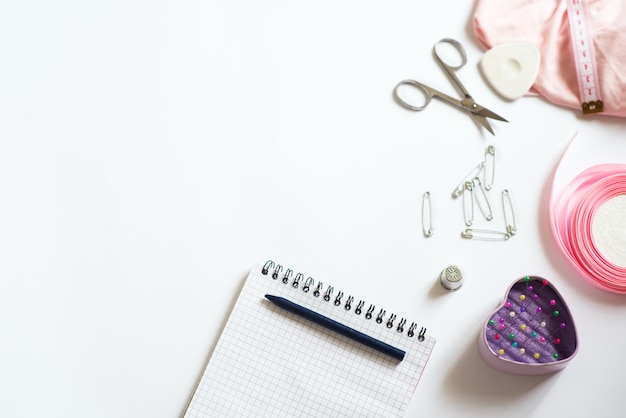 flatlay of embroidery kits and threads